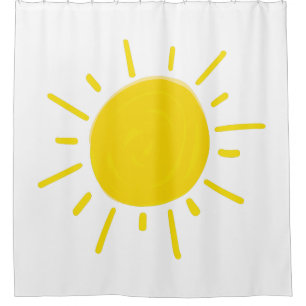 Sunshine Painted Whimsical Yellow Sun Shower Curtain
