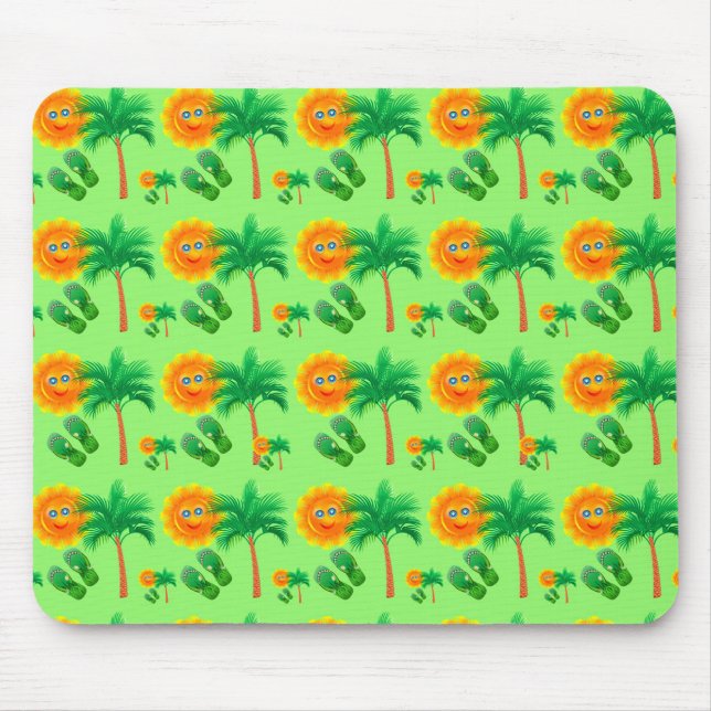 Sunshine, Palm Trees and Flip Flops Mouse Pad (Front)