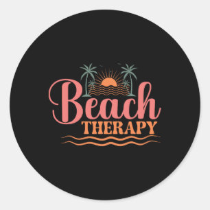 Sunshine Paradise Summer Vibes Beach Therapy Classic Round Sticker