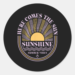 Sunshine Paradise Summer Vibes Here Comes The Sun Classic Round Sticker