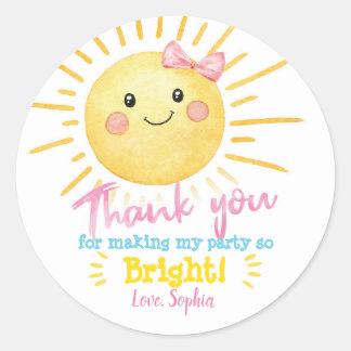 Sunshine Party Stickers-Favour Tags-Thank You Note Classic Round Sticker