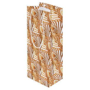 Sunshine peacock feathers art nouveau design wine gift bag