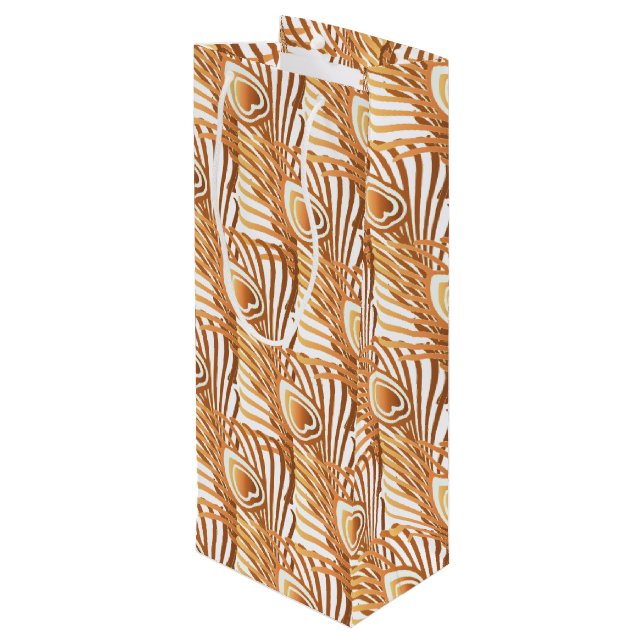 Sunshine peacock feathers art nouveau design wine gift bag (Back Angled)