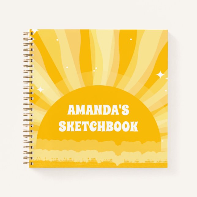 Sunshine Personalised Kids Sketchbook Notebook (Front)