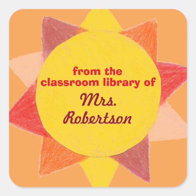 Sunshine personalised teacher gift bookplate 2 square sticker (Front)
