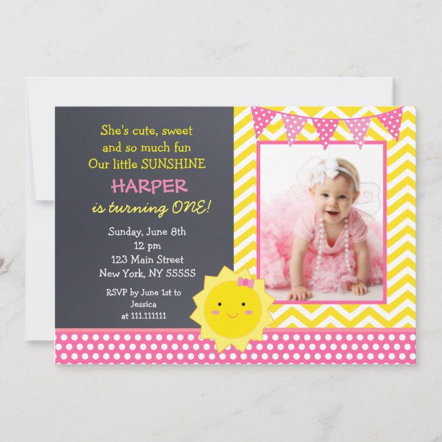 Sunshine Photo Birthday Party Invitation (Front)