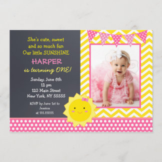 Sunshine Photo Birthday Party Invitation