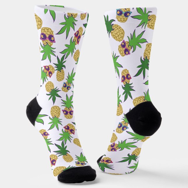 Sunshine Pineapples Graphic Pattern Socks (Angled)