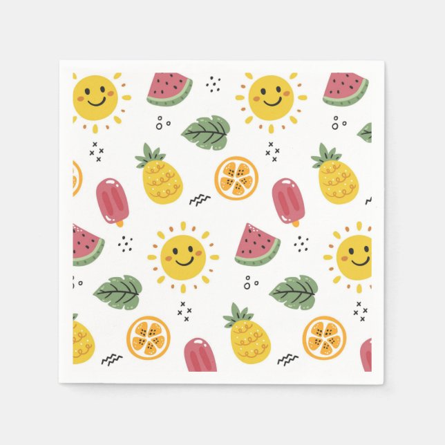 Sunshine, Pineapples, Watermelons, oranges Napkin (Front)