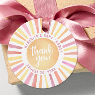 Sunshine Pink Sun Baby Shower Favour Tags