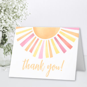 Sunshine Pink Sun Thank You Card
