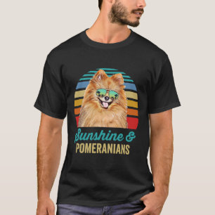 Sunshine Pomeranians Dog Retro Sunset Beach Vibe T-Shirt