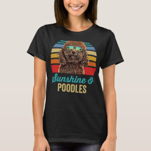 Sunshine Poodles Dog Retro Sunset Beach Vibe T-Shirt