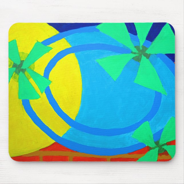 Sunshine Poolside Seaside Vibe Abstract Art Mouse Pad (Front)