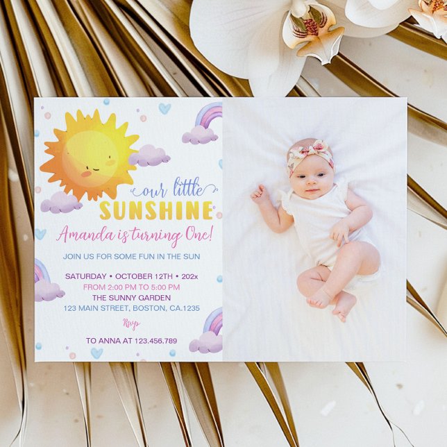 Sunshine Rainbow Birthday Photo Invitation (Creator Uploaded)