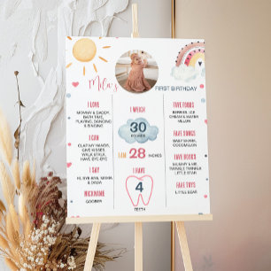 Sunshine Rainbow Birthday Photo Milestone Poster