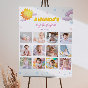 Sunshine Rainbow Birthday Photo Milestone Poster