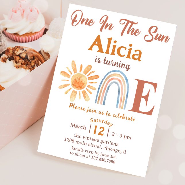 Sunshine Rainbow Boho 1st Birthday Invitation (Creator Uploaded)