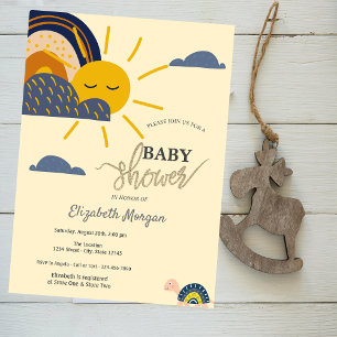 Sunshine Rainbow Clouds Snail Baby Shower  Invitation