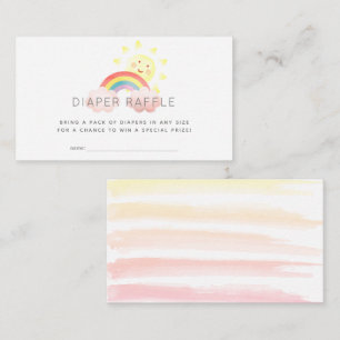 Sunshine & Rainbow Diaper Raffle Ticket Enclosure Card