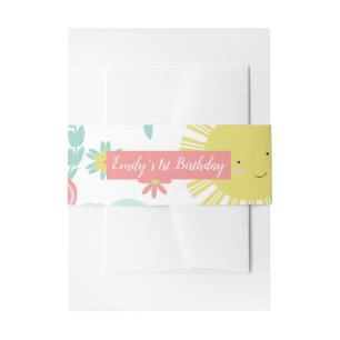 Sunshine Rainbow Floral Birthday Invitation Belly Band