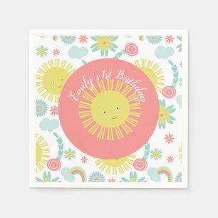 Sunshine Rainbow Floral Birthday   Napkins