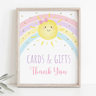 Sunshine Rainbow Pink Gold Cards & Gifts Sign
