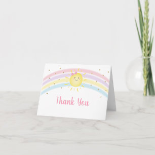 Sunshine Rainbow Pink Gold Pastel Thank You Card