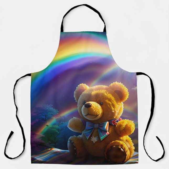 Sunshine Rainbow Teddy Bear Wonderland Apron (Front)