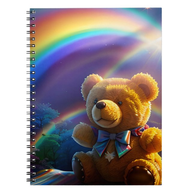 Sunshine Rainbow Teddy Bear Wonderland Notebook (Front)