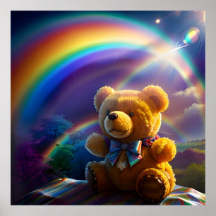 Sunshine Rainbow Teddy Bear Wonderland Poster