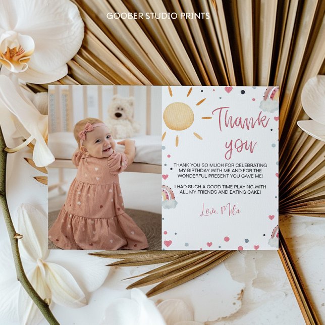 Sunshine Rainbow Thank You Card Boho Birthday  (Creator Uploaded)