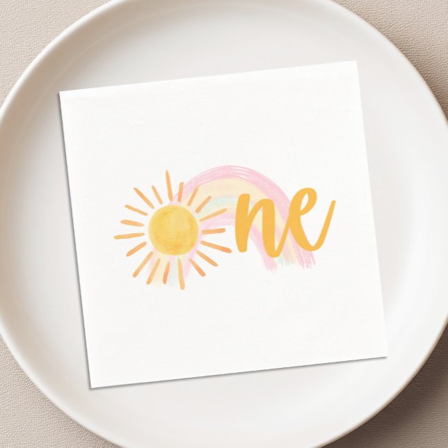 Sunshine & Rainbows First Birthday Napkin (Creator Uploaded)