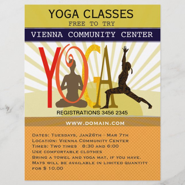 Sunshine Rays Sport Fitness Yoga Poses Customised Flyer (Front)