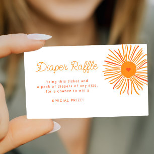Sunshine retro baby shower diaper raffle ticket enclosure card
