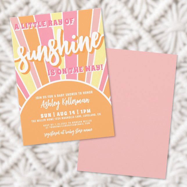 Sunshine Retro Bright Sun Baby Shower Invitation (Sunshine Retro Bright Sun Baby Shower Invitation)