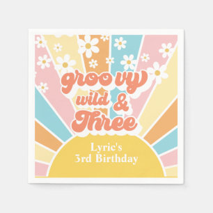 Sunshine Retro daisy 3rd birthday Napkin