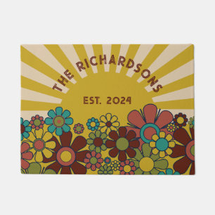 Sunshine Retro Garden Vintage 60s 70s Personalised Doormat