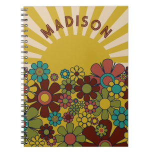 Sunshine Retro Garden Vintage 60s 70s Personalised Notebook