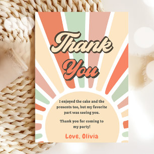 Sunshine Retro Rainbow Birthday Thank You Card