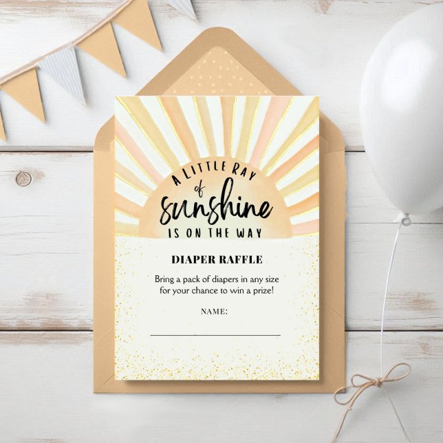 Sunshine Retro Summer Beach Baby Diaper Raffle Enclosure Card (Creator Uploaded)