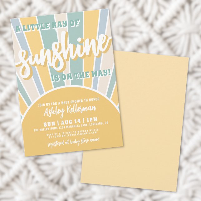 Sunshine Retro Sun Boy Baby Shower Invitation (Sunshine Retro Sun Boy Baby Shower Invitation)