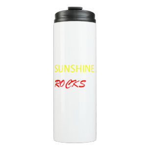 "Sunshine Rocks" Phrase Yellow and Red Lettering Thermal Tumbler