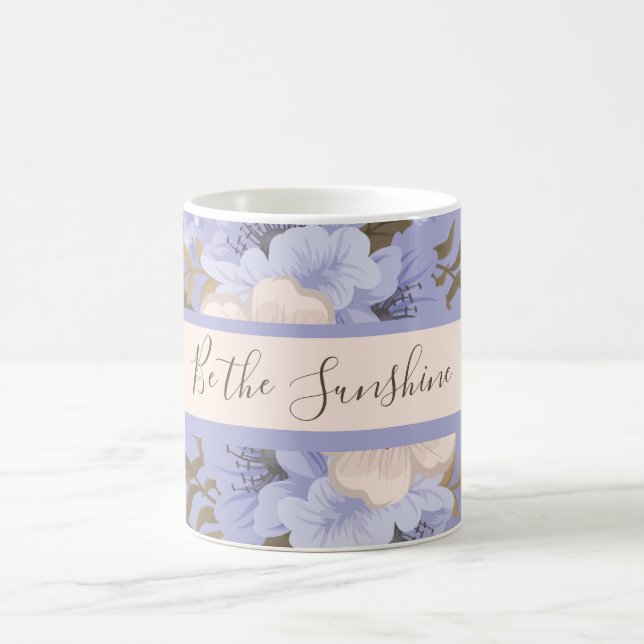 Sunshine Romantic Violet & Sage Botanical Floral  Coffee Mug (Center)