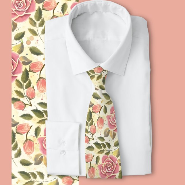 Sunshine roses  tie (Pink rose nature floral, perfect for weddings, engagements and anniversaries )