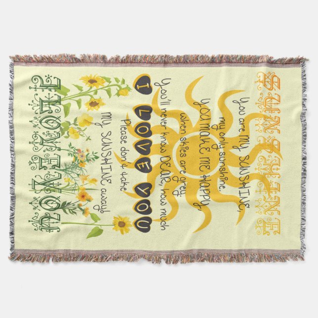 Sunshine Rug with Hearts Throw Blanket (Front)