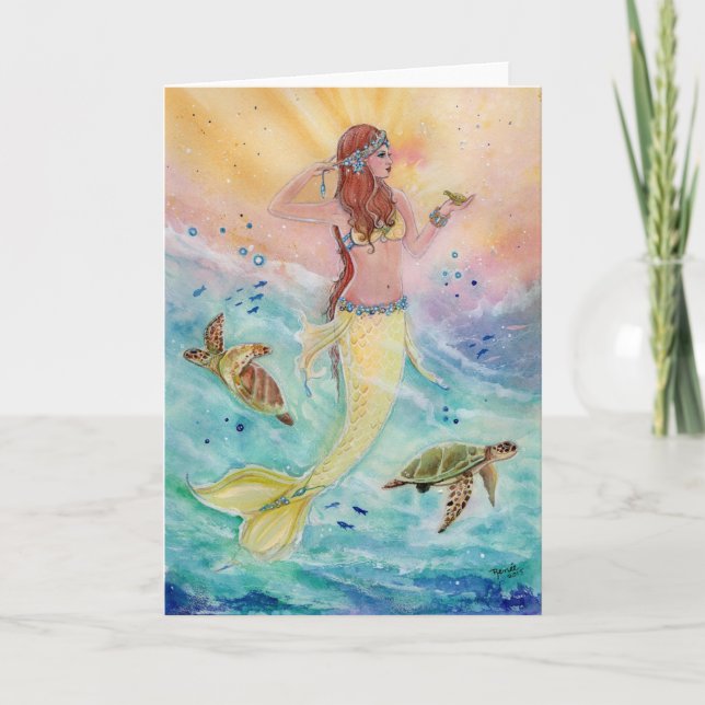 Sunshine Sea Mermaid greeting card by Renee (Front)
