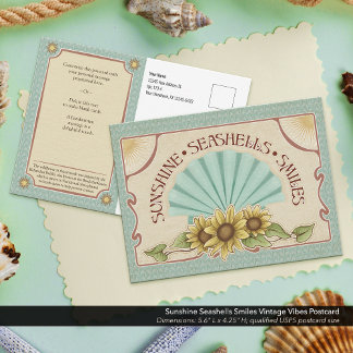 Sunshine Seashells Smiles Vintage Vibes Postcard
