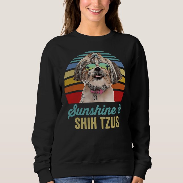 Sunshine Shih Tzus Dog Retro Sunset Sweatshirt (Front)