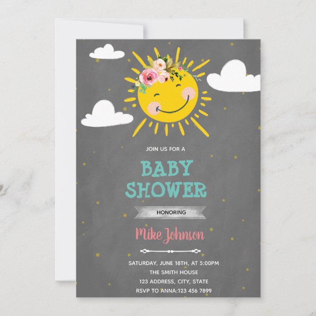 Sunshine shower birthday invitation (Front)